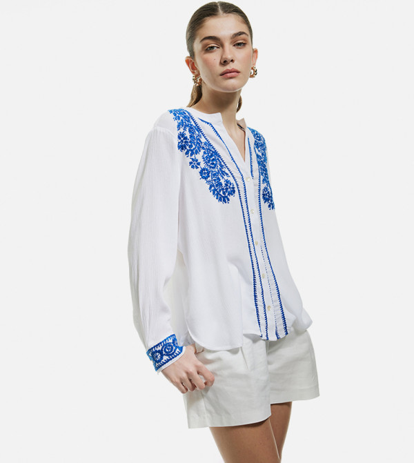 Floral Embroidered Long Sleeves Top