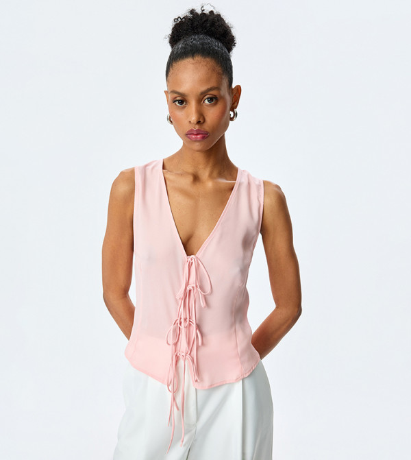 Bow Tie Detail Sleeveless Top
