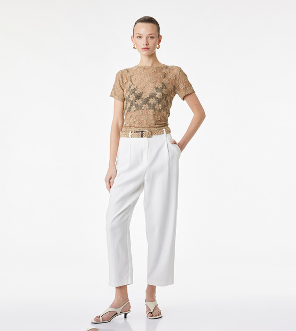 بنطلون بخصر عالي مع حزام