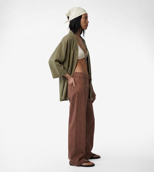 Solid 3/4 Sleeves Oversized Kimono
