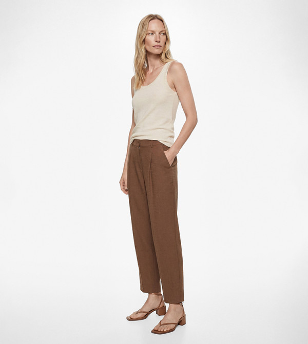 High Waist Carrot Fit Trousers