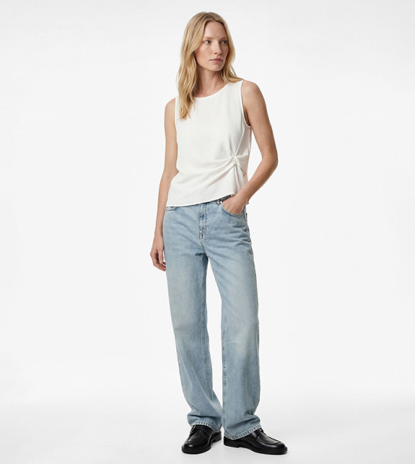 Draped Detail Sleeveless Top