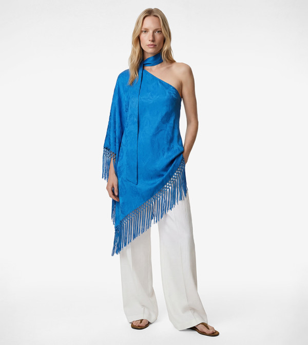 فستان ميدي وان شولدر بشراشيب