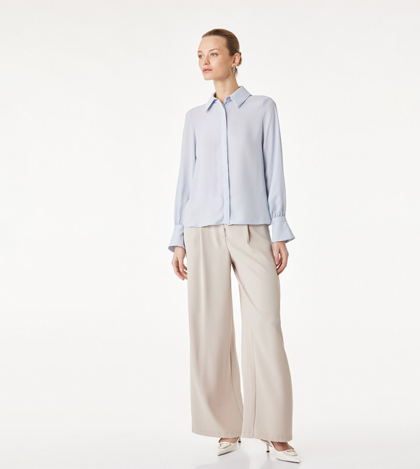 قميص سادة كم طويل 