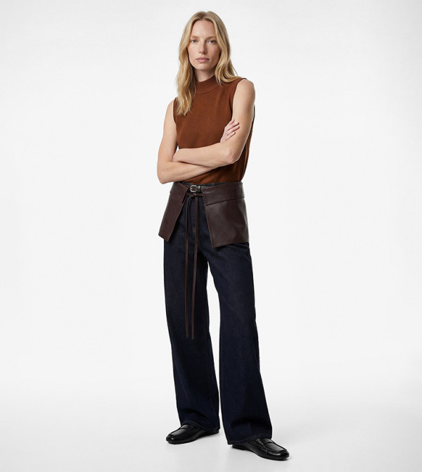 Knitted Mock Neck Sleeveless Top