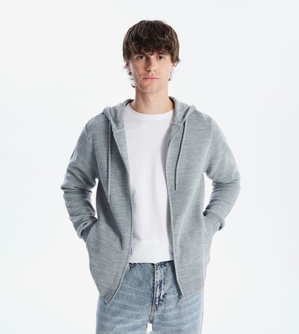 Solid Hooded Long Sleeves Jacket