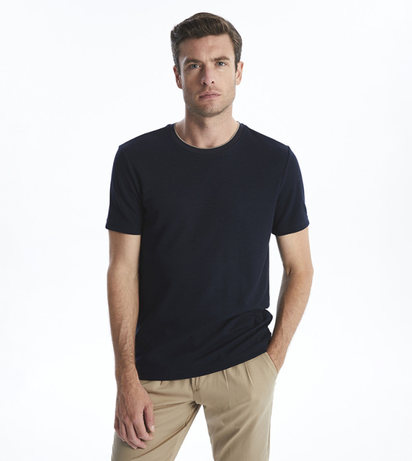 Textured Short Sleeves Casual T-Shirt