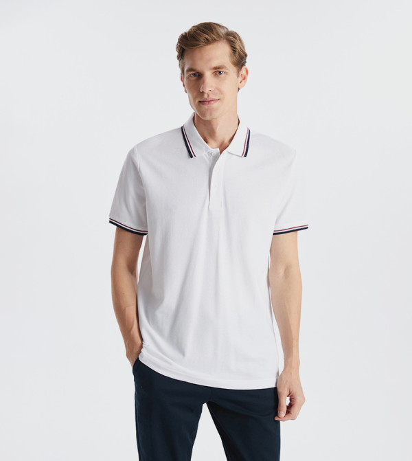 Contrast Tipping Short Sleeves Polo T-Shirt