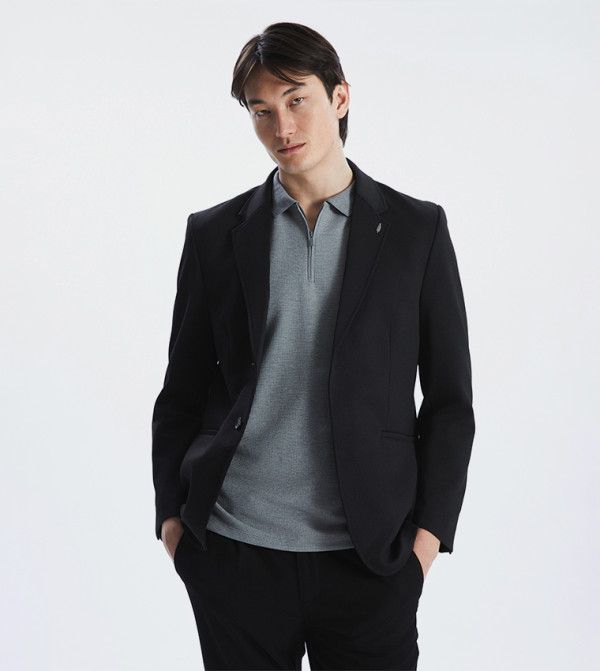 Solid Lapel Collar Blazer