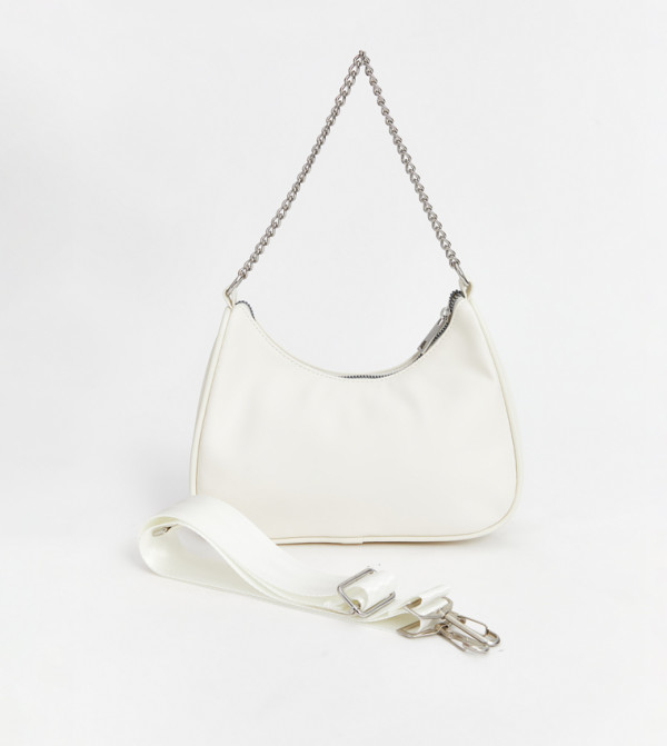 Solid Zippered Shoulder Bag