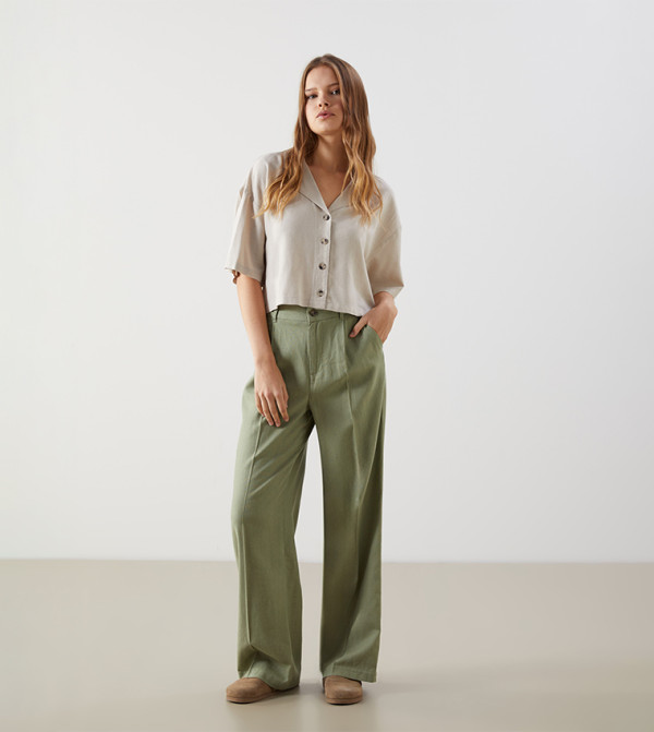 Loose Fit Linen Blend Pants