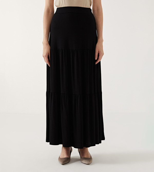 Elastic Waist Maxi Skirt