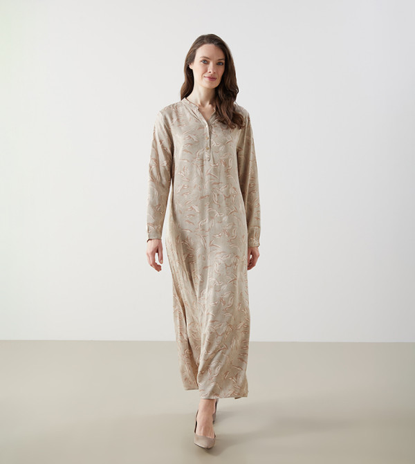 Printed Long Sleeves Maxi Dress