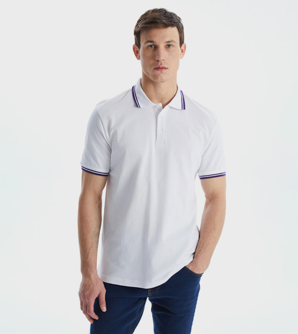 Contrast Tipping Short Sleeves Polo T-Shirt