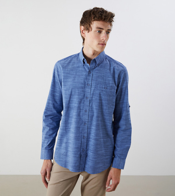 Button-Down Collar Long Sleeves Shirt