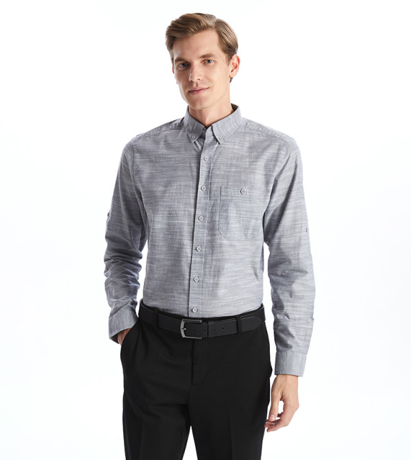 قميص رجالي كاجوال كم طويل 