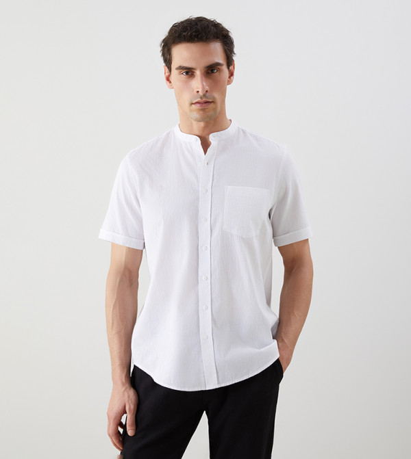Linen-Look Short Sleeves Casual Shirt