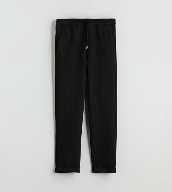 Solid Drawstring Waist Slim Fit Trousers