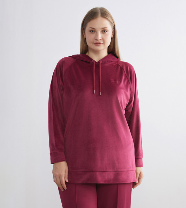 Velvet Long Sleeves Hooded Sleep Top