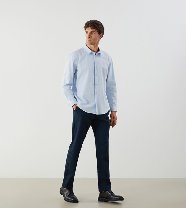 Solid Mid Rise Slim Fit Trousers