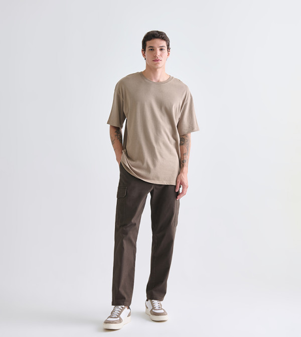 Solid Straight Fit Cargo Pants