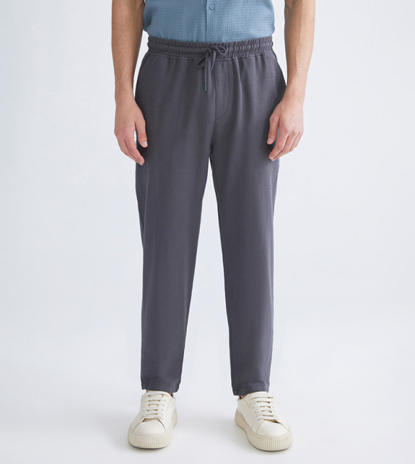 Drawstring Waist Twill Trousers