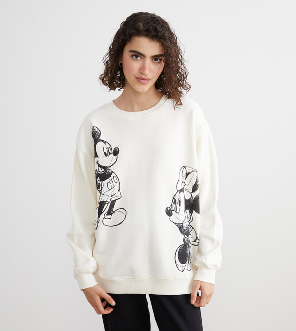 Disney Printed Crew Neck Oversized Sweatshirt