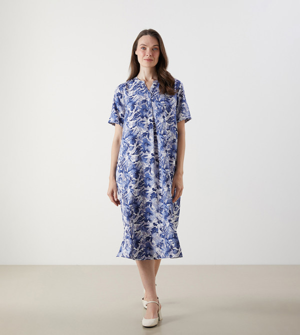 Printed Short Sleeves Midi Dress