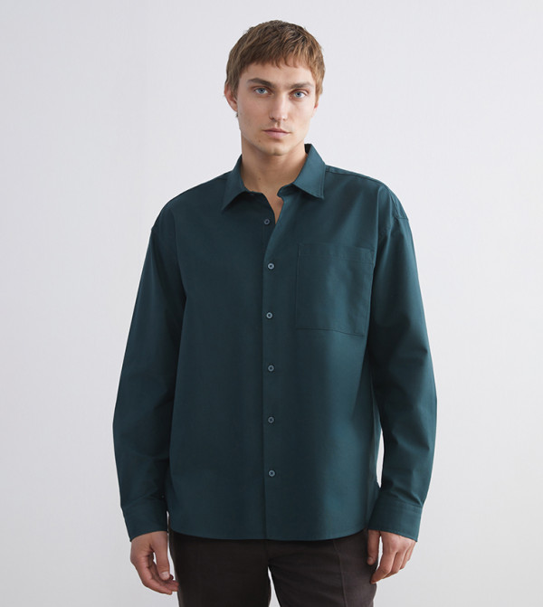 VISION Solid Long Sleeves Relaxed Fit Shirt