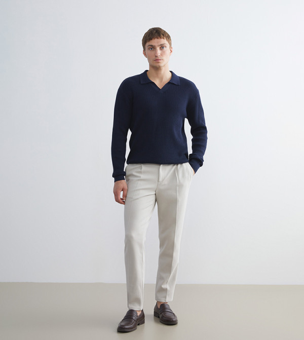 Pleat Detail Tapered Fit Trousers