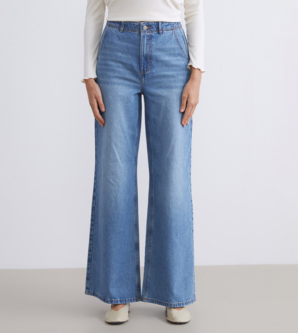 Washed High Waist Wide Leg Jeans