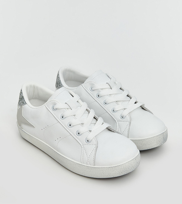 Faux Leather Lace Up Sneakers