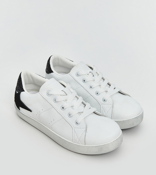 Faux Leather Lace Up Sneakers