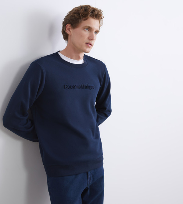 Printed Crew Neck Thick Sweatshirt