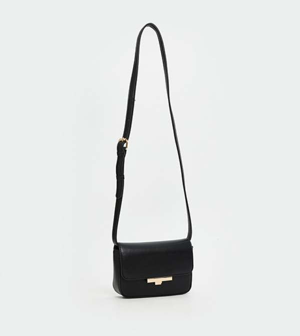 Faux Leather Flap Crossbody Bag