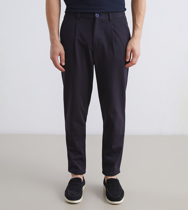 Solid Mid Rise Slim Fit Trousers