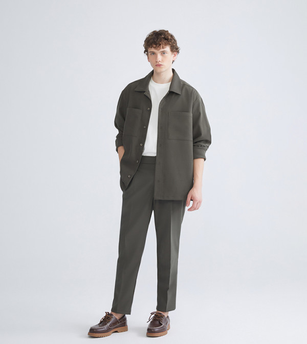 Solid Relaxed Fit Velvet Trousers