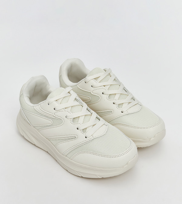 Solid Lace-Up Sneakers