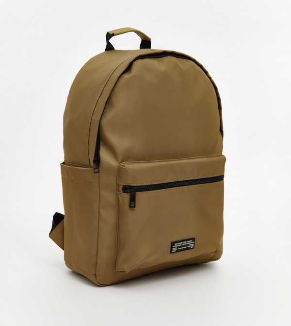 Badge Detail Zippered Backpack
