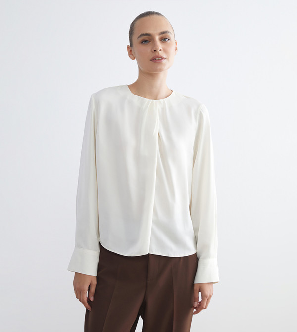 Pleat Detail Long Sleeves Top