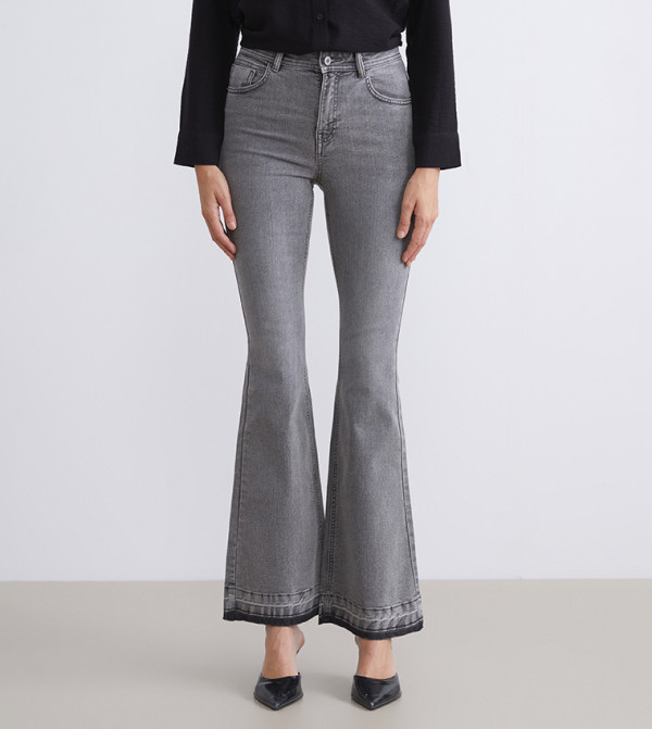 Washed High Waist Flared Jeans