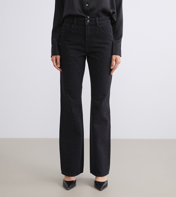 Washed High Waist Straight Fit Jeans