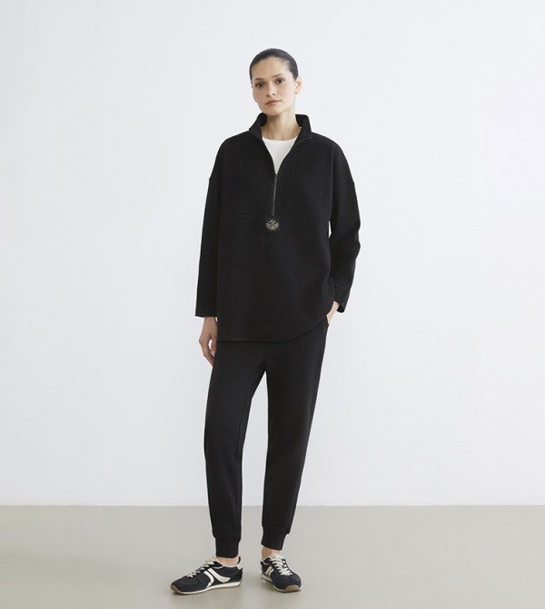 Solid Elastic Waist Joggers
