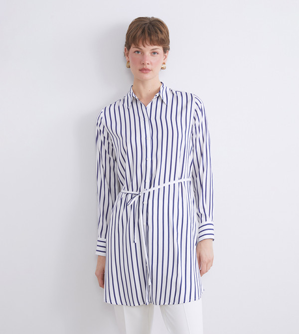 Striped Long Sleeves Tunic Shirt