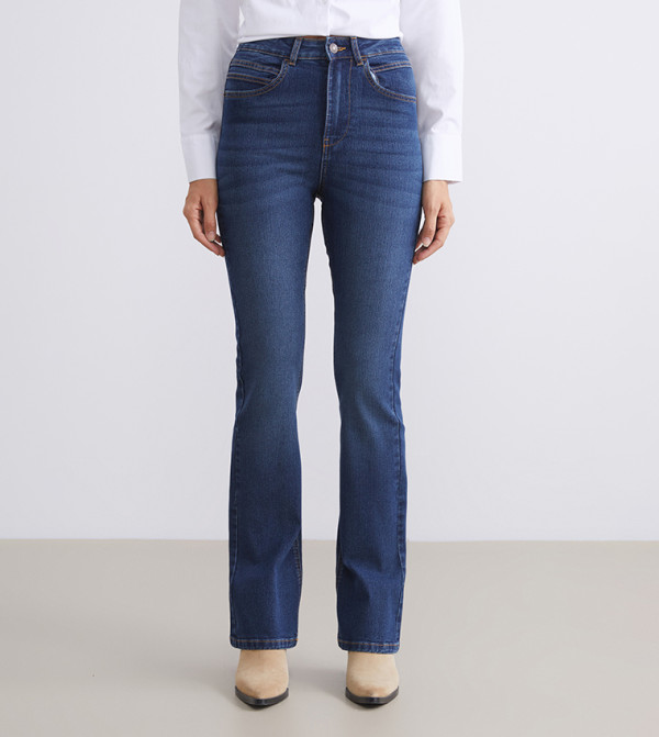 Washed High Waist Flared Jeans