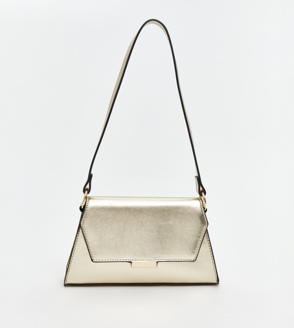 Metallic Zippered Shoulder Bag