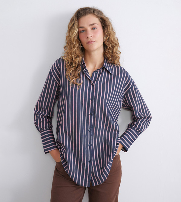 Striped Oversized Shirt Tunic