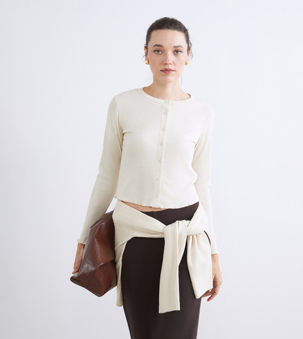 Ribbed Cropped Cardigan