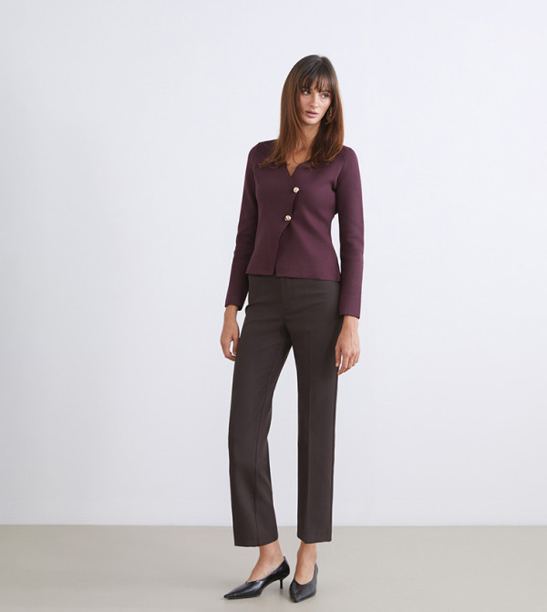 Solid Slim Fit Flared Trousers