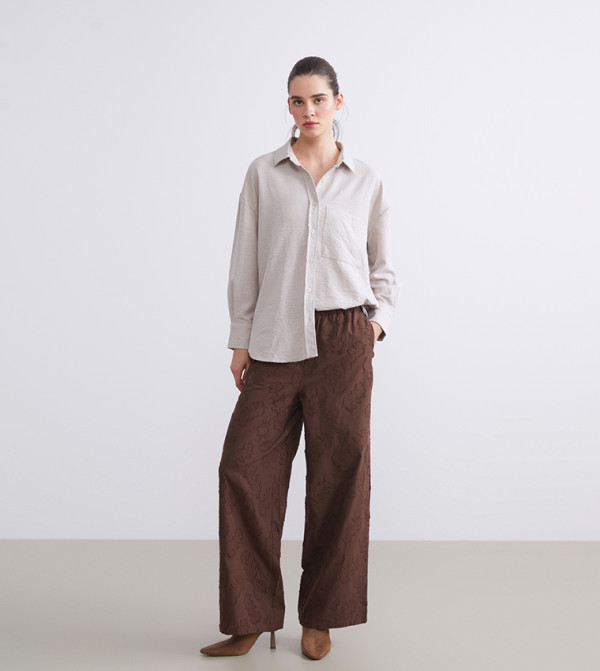 Jacquard Elastic Waist Pants